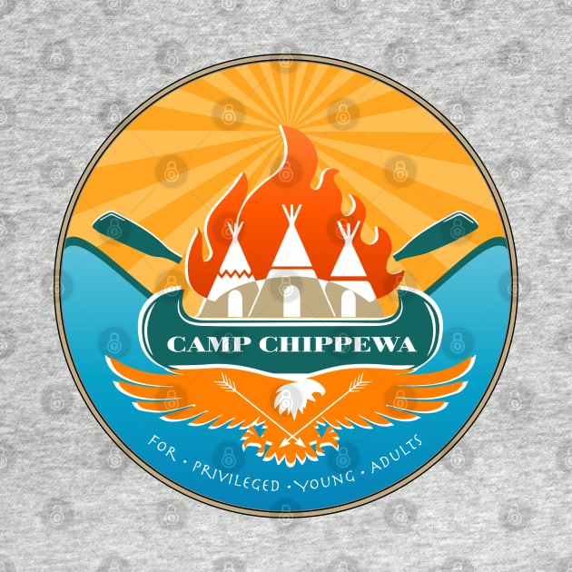 Camp Chippewa Wednesday Addams Inspired Eagle and Canoe Fan Logo by Kraken Sky X TEEPUBLIC